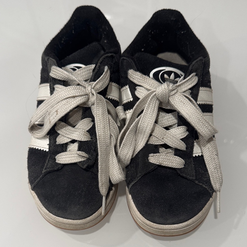 Adidas Campus Shoes Black & White Low-Top - Girls Size 3